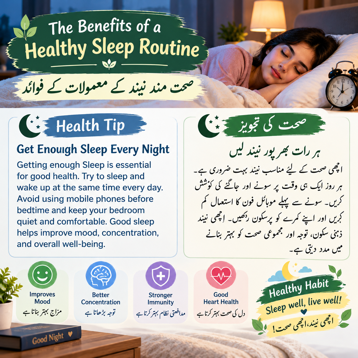 🌿صحت مند نیند کے معمولات کے فوائد