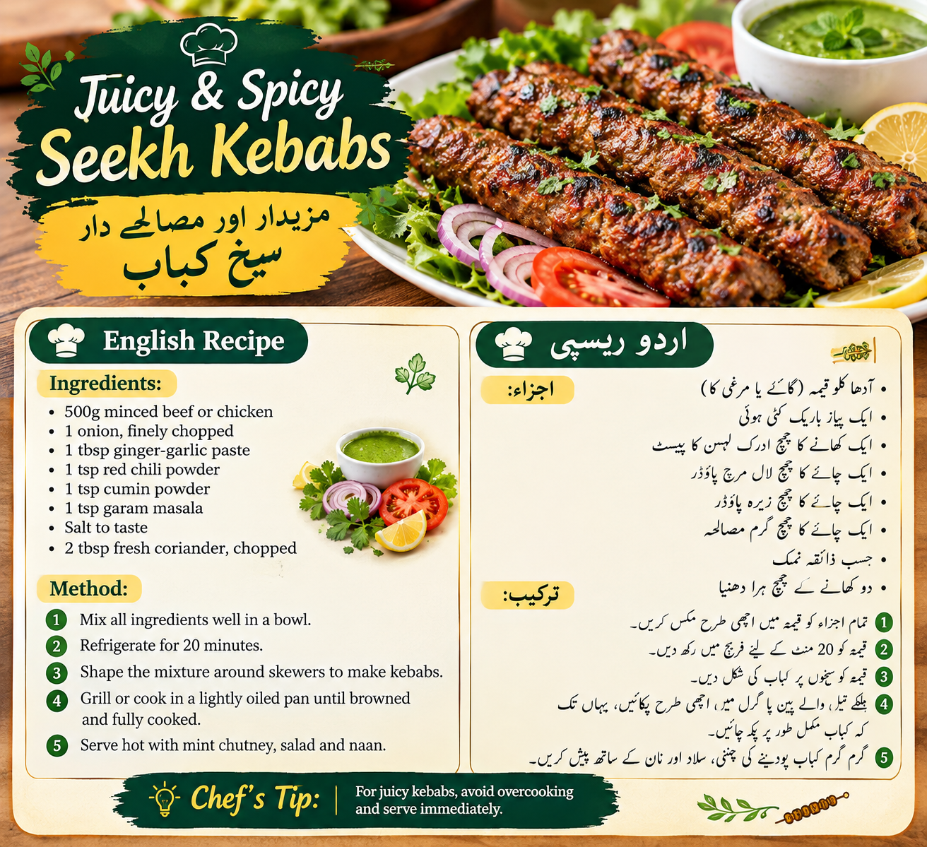 مزیدار اور مصالحے دار سیخ کباب