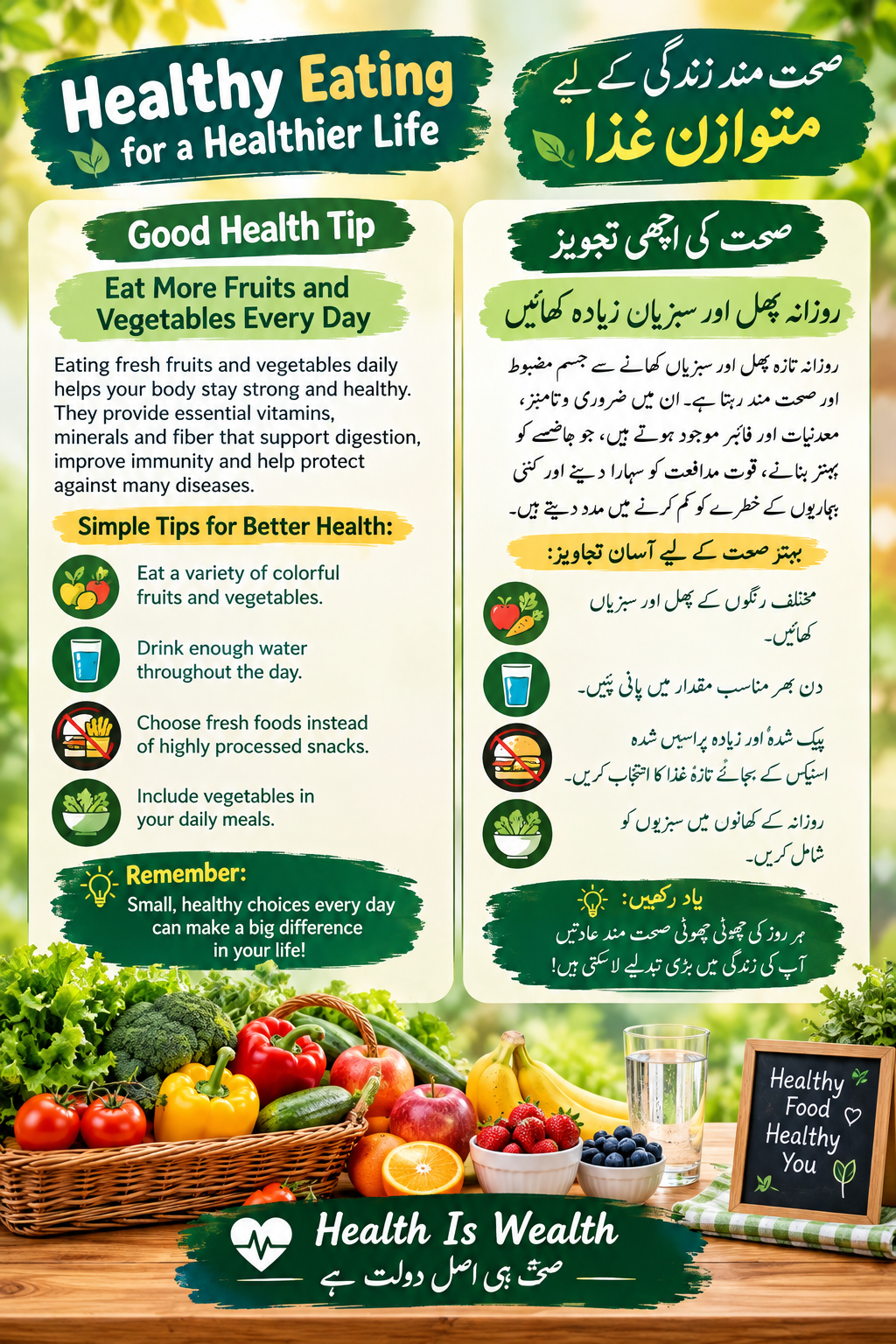 صحت مند زندگی کے لیے متوازن غذا