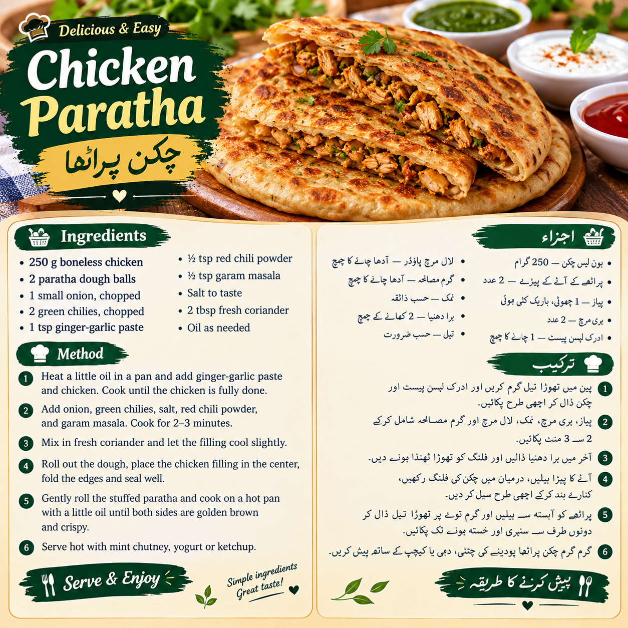 🍗مزیدار چکن پراٹھا🍗
